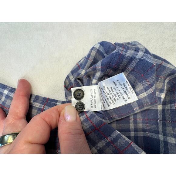 Toad & Co Men's Blue Plaid Shirt Short Sleeve Button Up Size L - Picture 4 of 6